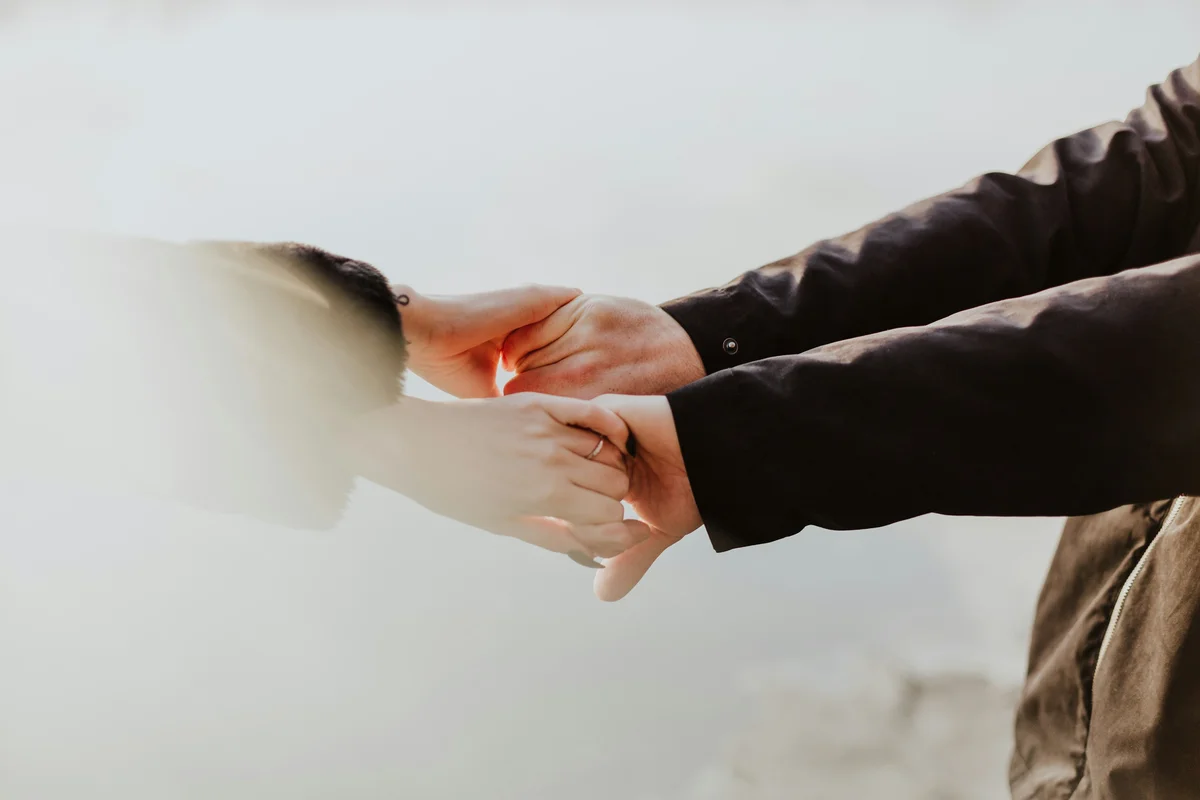 Two people connecting