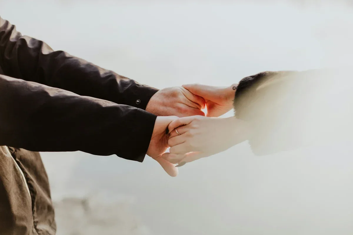 Two people connecting